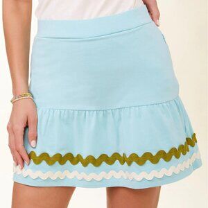 Light Blue Tiered Ric Rac Trim Skirt